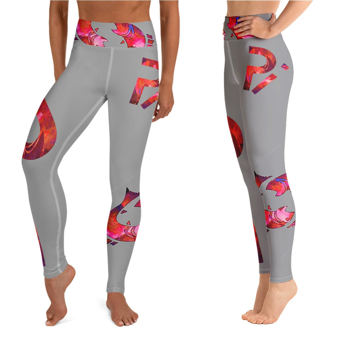 Sun Sign Pilates Leggings- Pisces. Coral Yoga Running Pants. WickedYo.